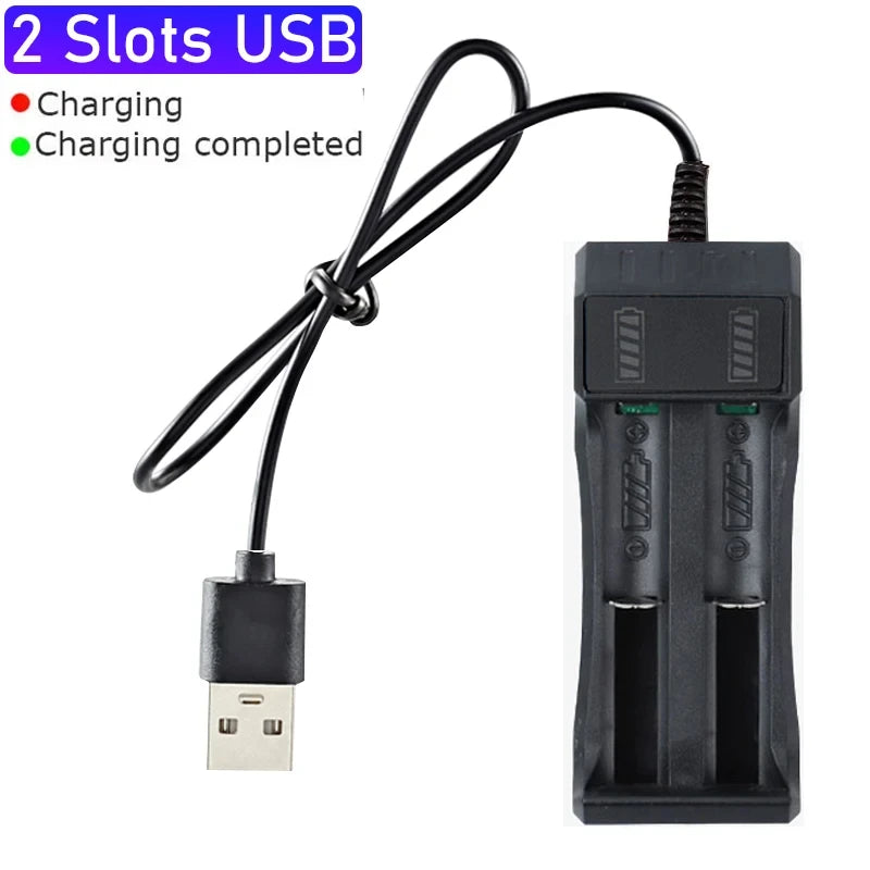18650 Battery Charger 1/2/4 Slots Dual 18650 Charging 3.7V Rechargeable Lithium Battery USB Charger For 16340 14500 18650