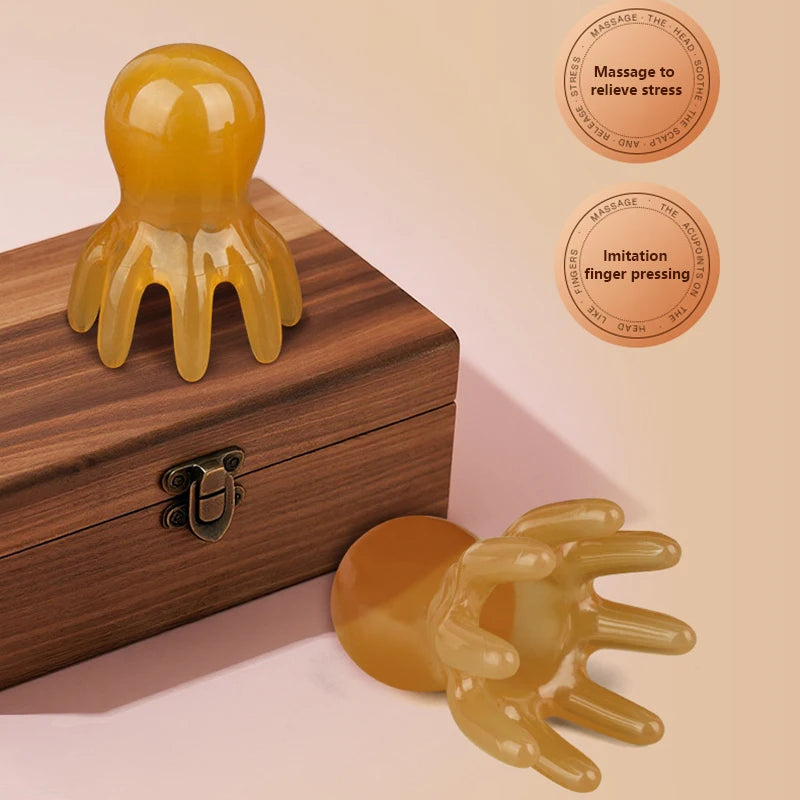 Cute Octopus Scalp Massage Comb (Resin)｜Korean Hair Care, Stress Relief, Anti-Hair Loss, Portable Head Massager for Home & Trave