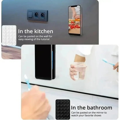 Multifunctional Silicone Suction Phone Holder Mat Square Anti-Slip Wall Stand Single-Sided Case Mount Back Sticker