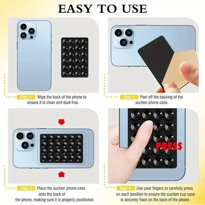 Multifunctional Silicone Suction Phone Holder Mat Square Anti-Slip Wall Stand Single-Sided Case Mount Back Sticker