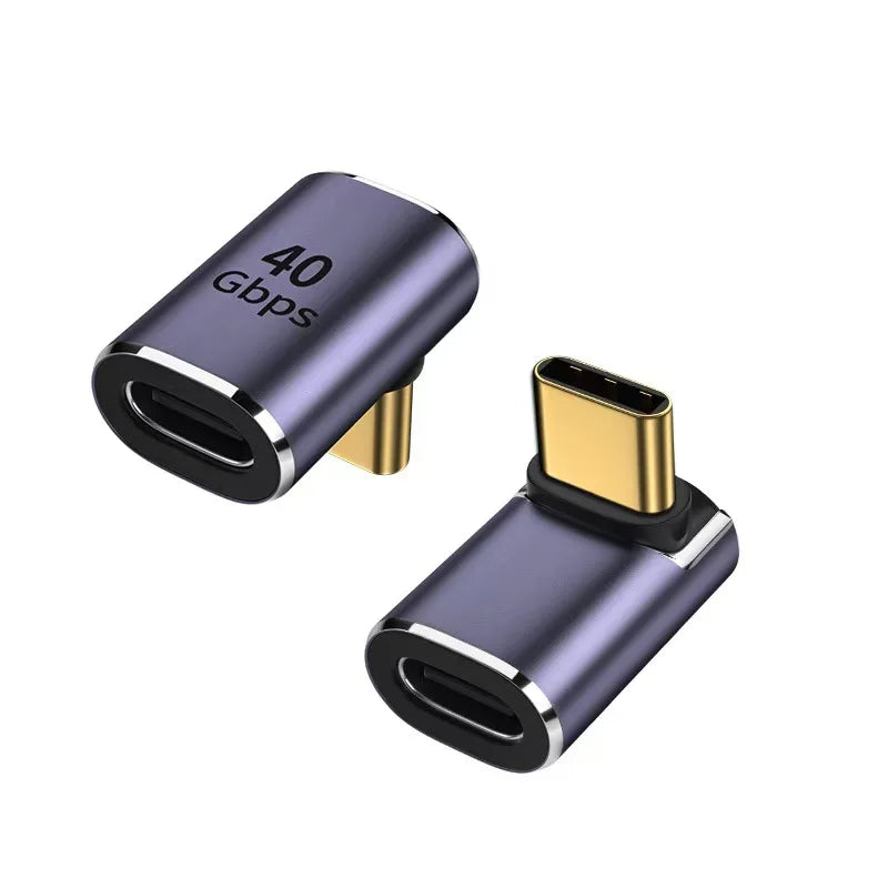 USB 4.0 PD 100W 8K 60Hz Charger Connector for Macbook 40Gbps High Speed USB C OTG U-Shape Straight Angle Male to Female Adapter