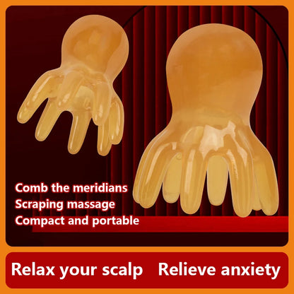 Cute Octopus Scalp Massage Comb (Resin)｜Korean Hair Care, Stress Relief, Anti-Hair Loss, Portable Head Massager for Home & Trave