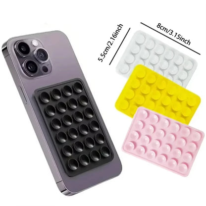 Multifunctional Silicone Suction Phone Holder Mat Square Anti-Slip Wall Stand Single-Sided Case Mount Back Sticker