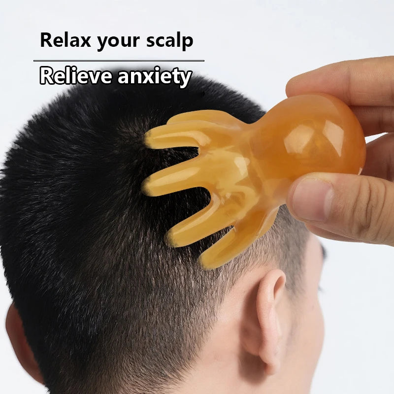 Cute Octopus Scalp Massage Comb (Resin)｜Korean Hair Care, Stress Relief, Anti-Hair Loss, Portable Head Massager for Home & Trave